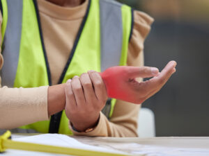 woman suffering hand pain