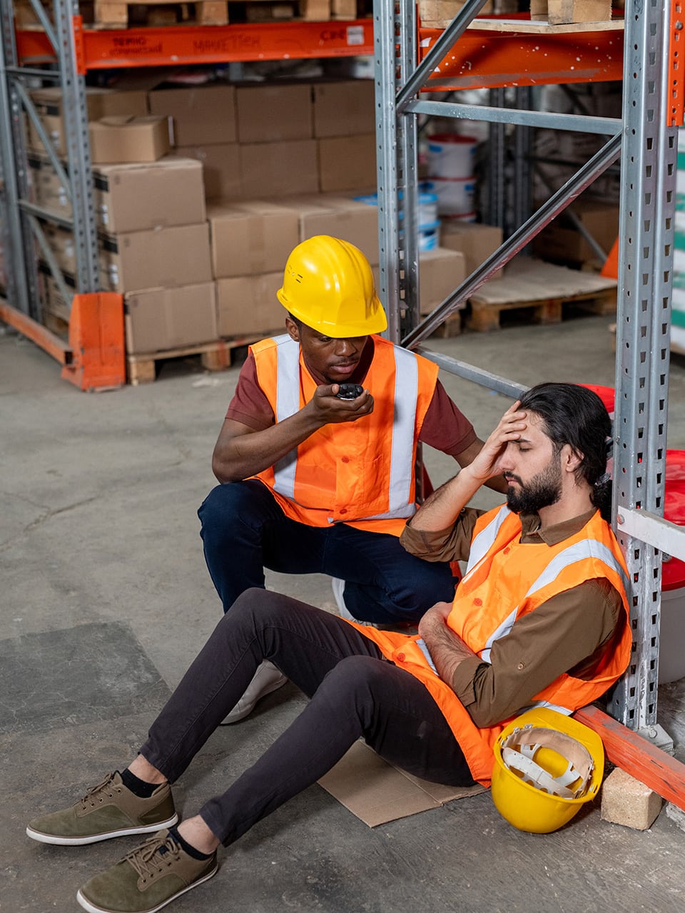 Man with head injury at work