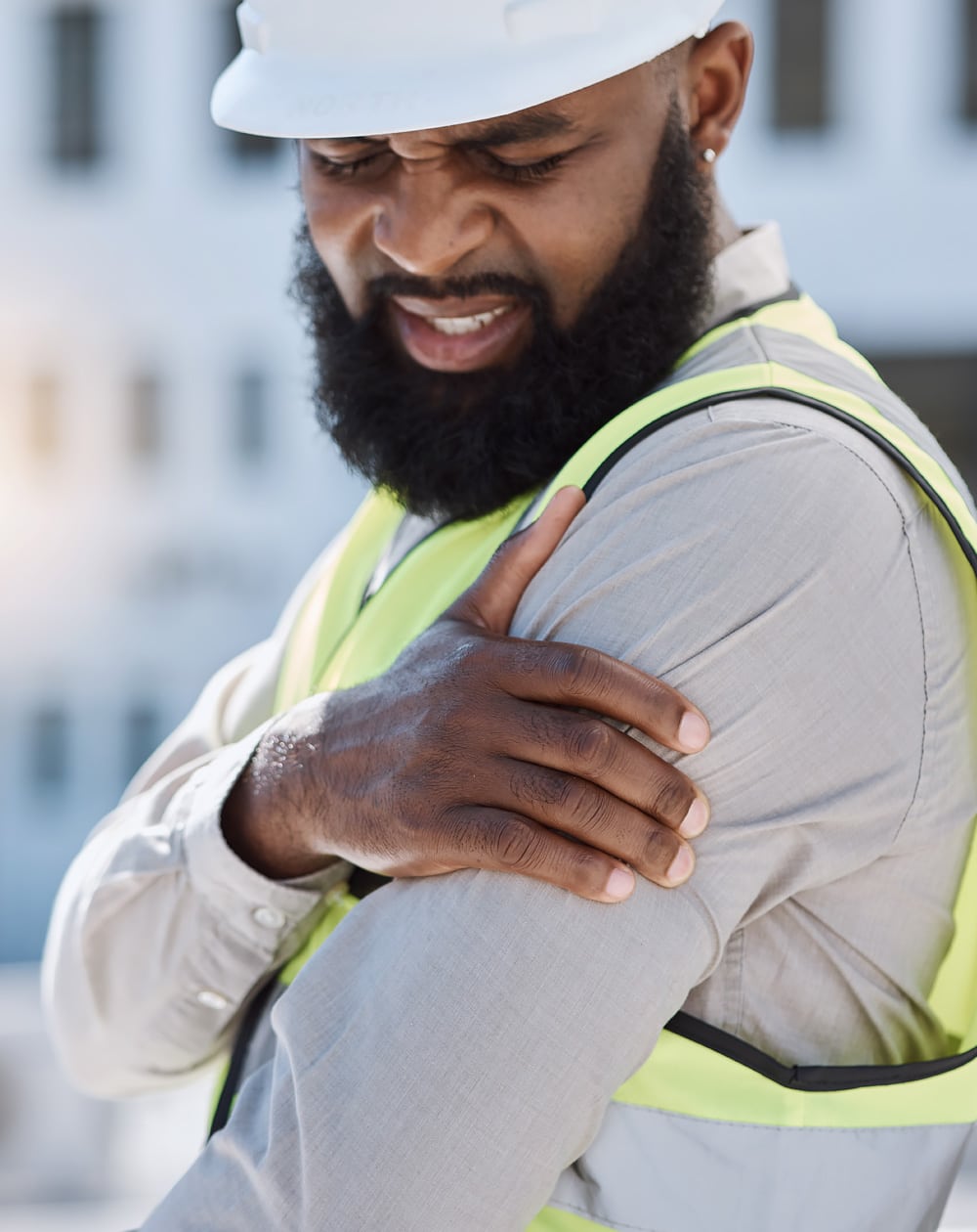 Man with injured arm